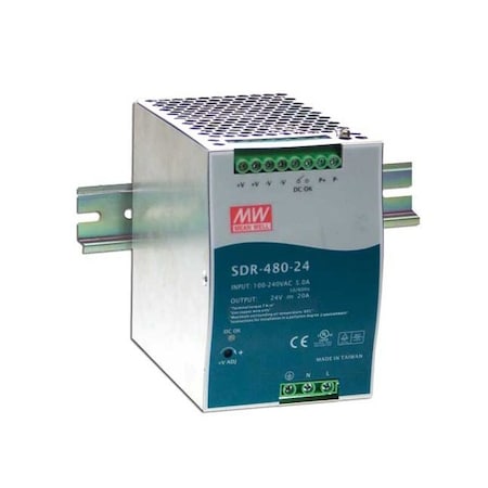 480 Watt Series / 24 VDC / 20.0 Amps Industrial Slim High-Efficiency Single Output